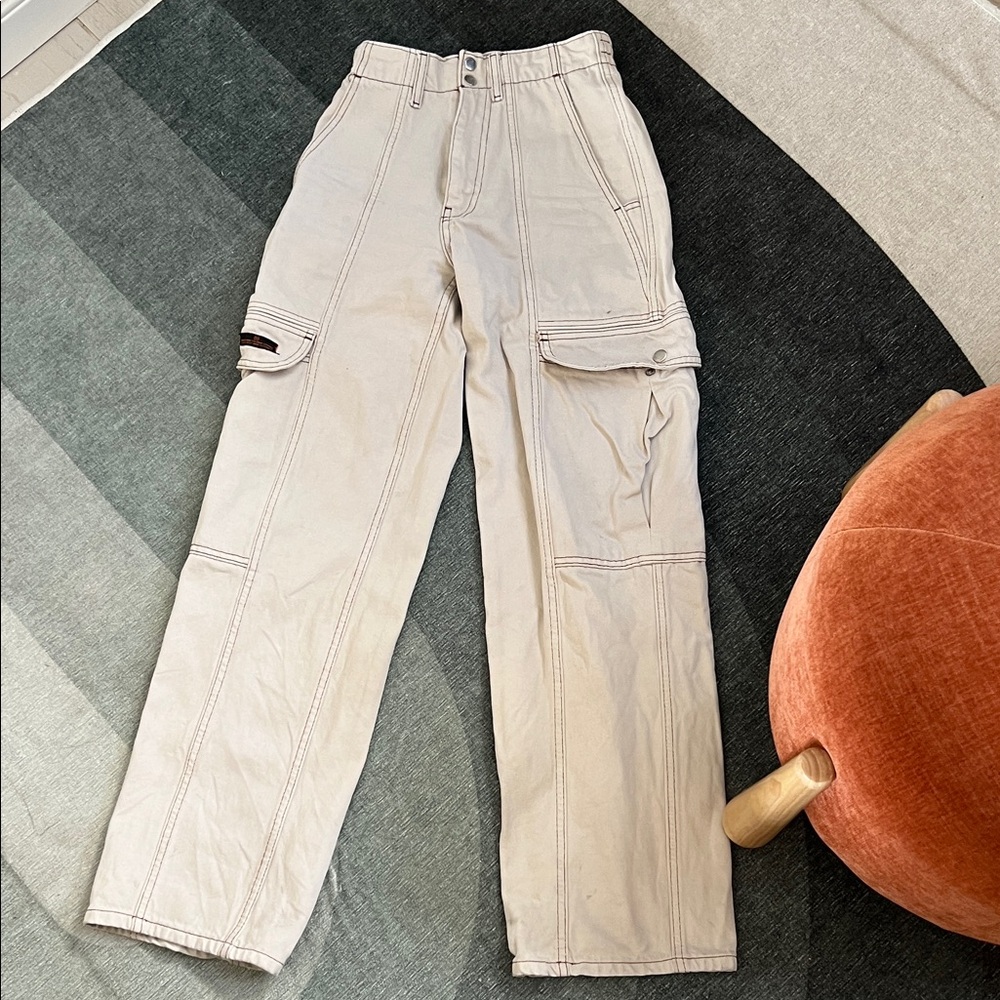 BDG Cream Straight Leg Cargo Pants